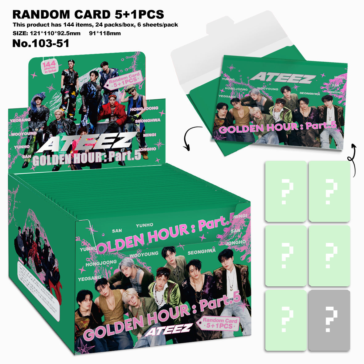 ATEEZ - Random Holographic Cards - Big Bag - GOLDEN HOUR Part.5